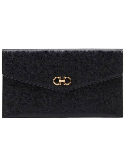 Gancini Gold Leather Clutch Bag Black - SALVATORE FERRAGAMO - BALAAN 2