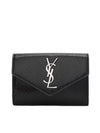 Cassandre Envelope Half Wallet Black - SAINT LAURENT - BALAAN 1