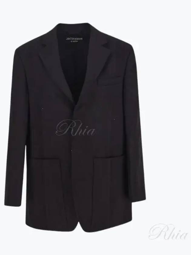 Women'S The Men'S Square Wool Blazer Jacket Black - JACQUEMUS - BALAAN 2