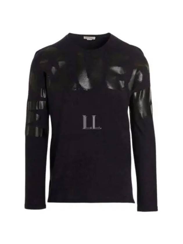 Graffiti Print Long Sleeve T-Shirt Navy Black - ALEXANDER MCQUEEN - BALAAN 2