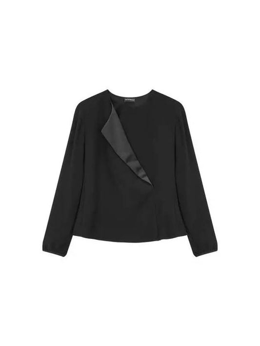 Women s Glossy Lapel Blouse Black 270290 - EMPORIO ARMANI - BALAAN 1