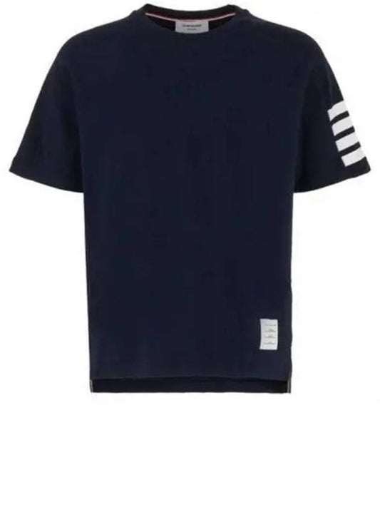 Milano cotton round short sleeve t shirt navy men s 271854 - THOM BROWNE - BALAAN 1