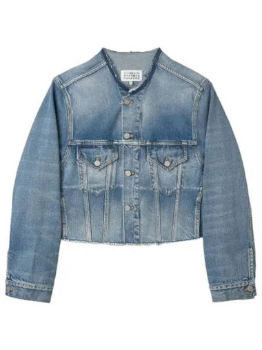 Cropped collarless denim jacket blue - MAISON MARGIELA - BALAAN 1