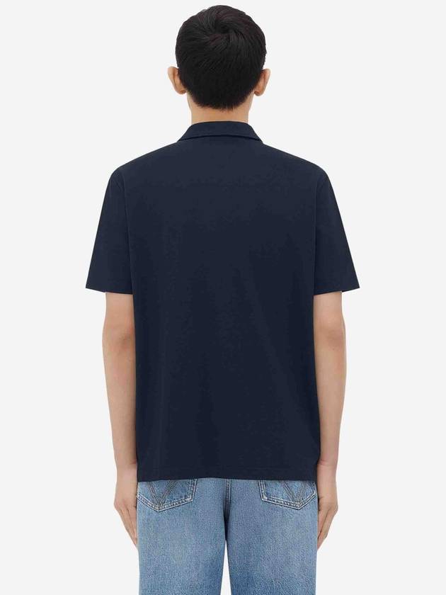 Cotton Short Sleeve Polo Shirt Dark Night - BOTTEGA VENETA - BALAAN 4