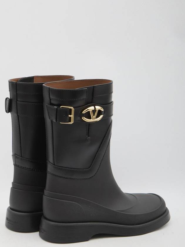 V Logo Bold Edition Middle Boots Black - VALENTINO - BALAAN 3