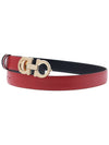 Reversible Gancini Leather Belt Black Lipstick Red - SALVATORE FERRAGAMO - BALAAN 3