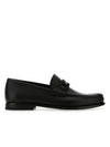 Gancini Bit Leather Moccasin Loafers Black - SALVATORE FERRAGAMO - BALAAN.