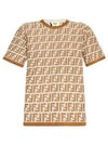 FF Jacquard Short Sleeve T-Shirt Brown - FENDI - BALAAN 2