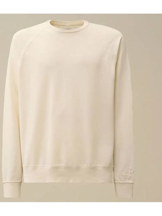 Light Fleece Logo Crew Neck Sweatshirt White - CP COMPANY - BALAAN 1