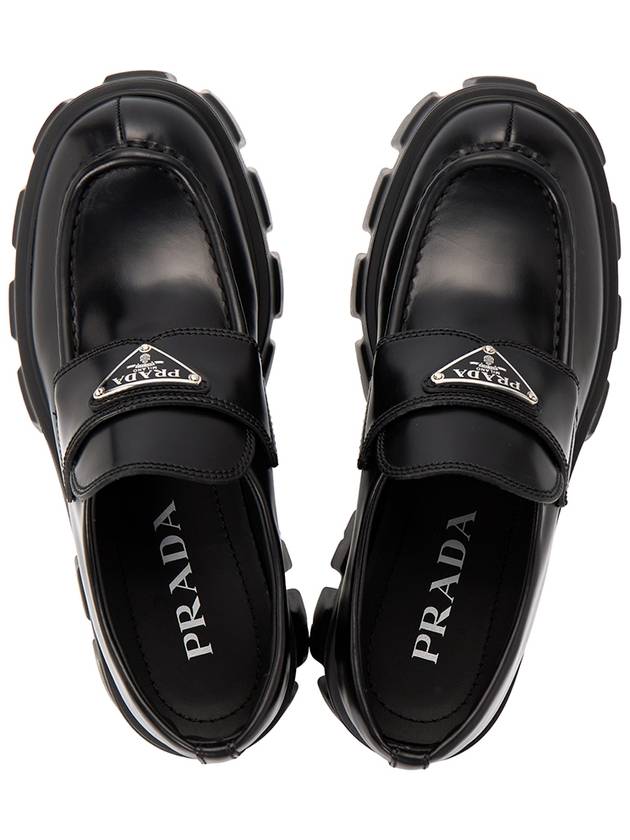 Monolith Brushed Leather Platform Loafers Black - PRADA - BALAAN 3