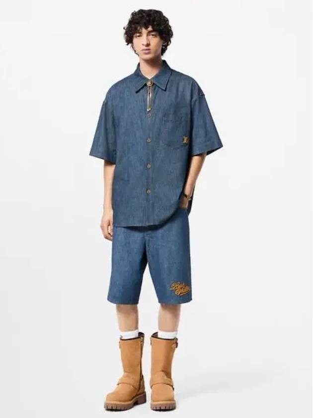 Short sleeved cotton chambray shirt 1AFXLF - LOUIS VUITTON - BALAAN 1