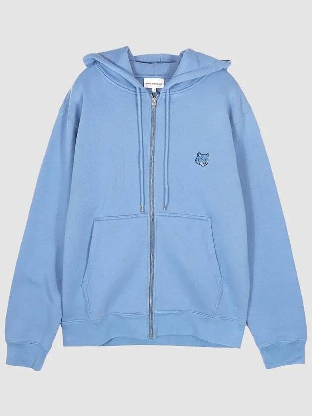 Bold Fox Head Patch Cotton Zip Up Hoodie Blue - MAISON KITSUNE - BALAAN 3