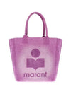 Women's Yenky Flocked Logo Tote Bag Pink - ISABEL MARANT - BALAAN 4