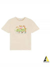 Surfing Foxes Logo Print Short Sleeve T-Shirt Beige - MAISON KITSUNE - BALAAN 2