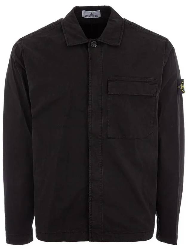 Supima Regular Fit Long Sleeve Shirt Black - STONE ISLAND - BALAAN 3