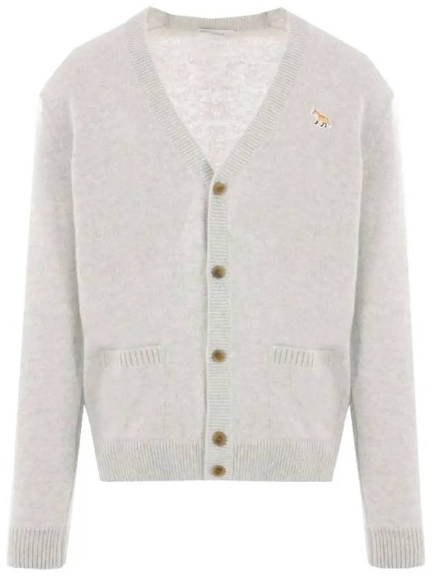 Baby Fox Patch V-neck Cardigan Light Grey - MAISON KITSUNE - BALAAN 2