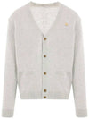 Baby Fox Patch V-neck Cardigan Light Grey - MAISON KITSUNE - BALAAN 3