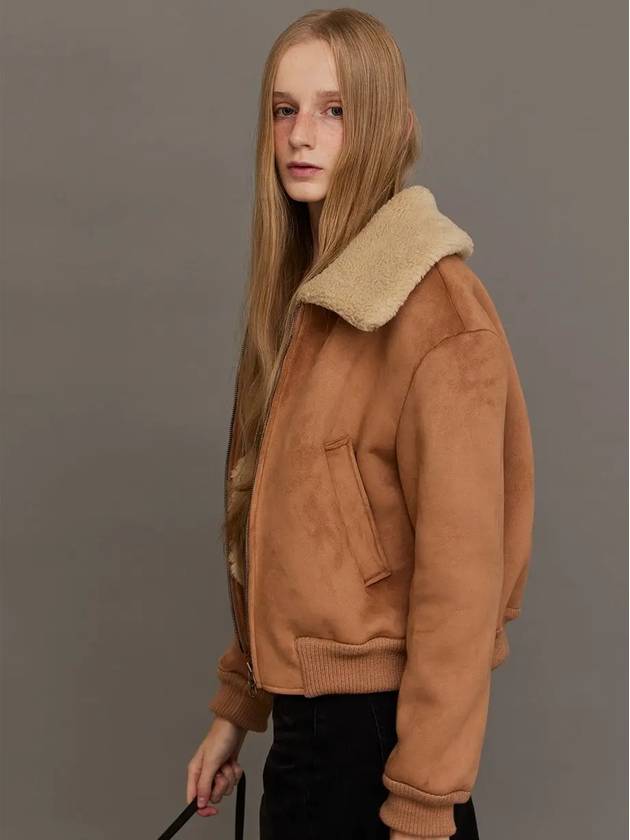 Cropped Suede Shearling Jacket Brown - LESEIZIEME - BALAAN 5