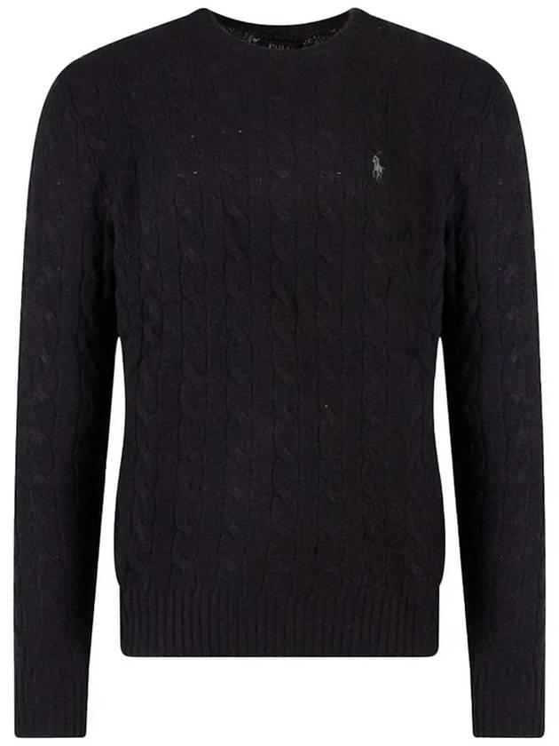 Embroid Logo Cable Knit Top Black - POLO RALPH LAUREN - BALAAN 5