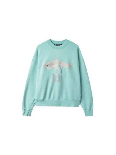 Men's Shark White Sweatshirt Light Blue - PALM ANGELS - BALAAN 2