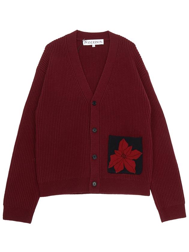 Flock Flower Patch Pocket Cardigan Red - JW ANDERSON - BALAAN 2