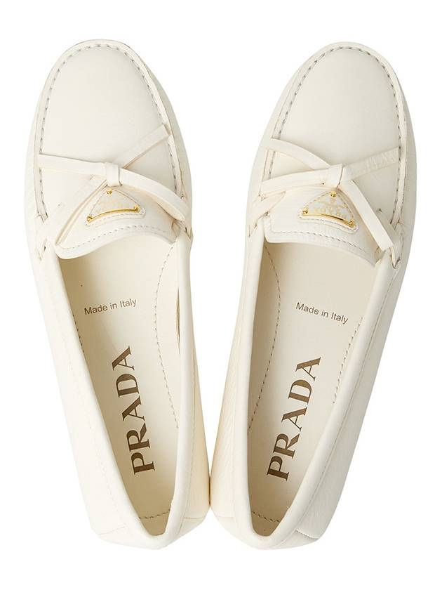 Triangle Logo Leather Driving Shoes White - PRADA - BALAAN 3