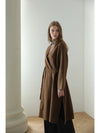 Kaisienne slim fit no collar slit wool embroidery stitch coat khaki brown - CAHIERS - BALAAN 10