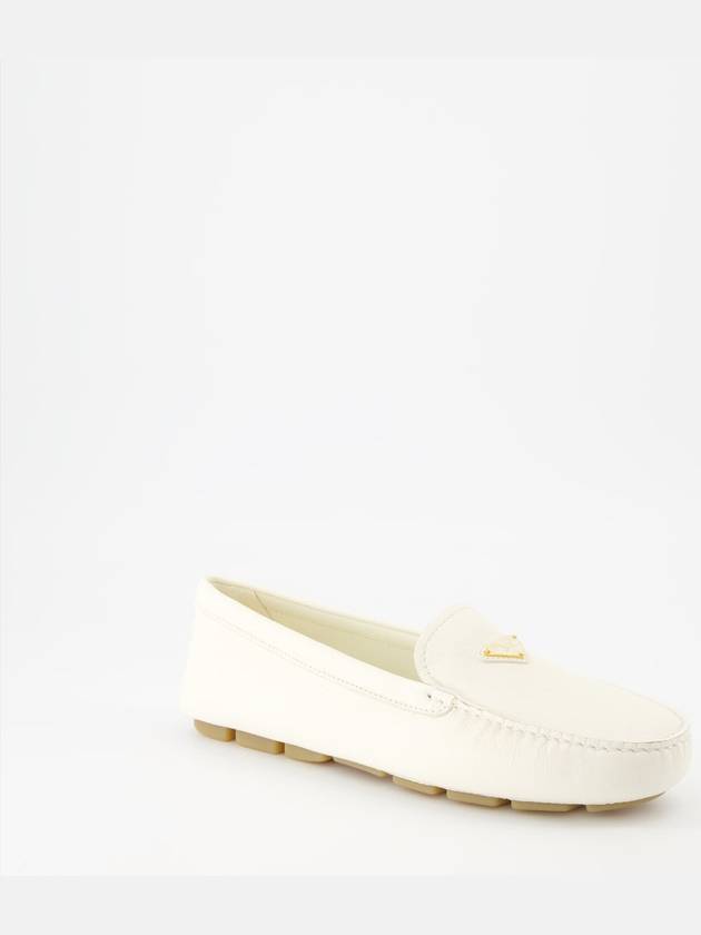 Triangle Logo Driving Shoes Ivory - PRADA - BALAAN 3