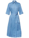 Nocino Belt Short Sleeve Long Dress Blue - MAX MARA - BALAAN 1