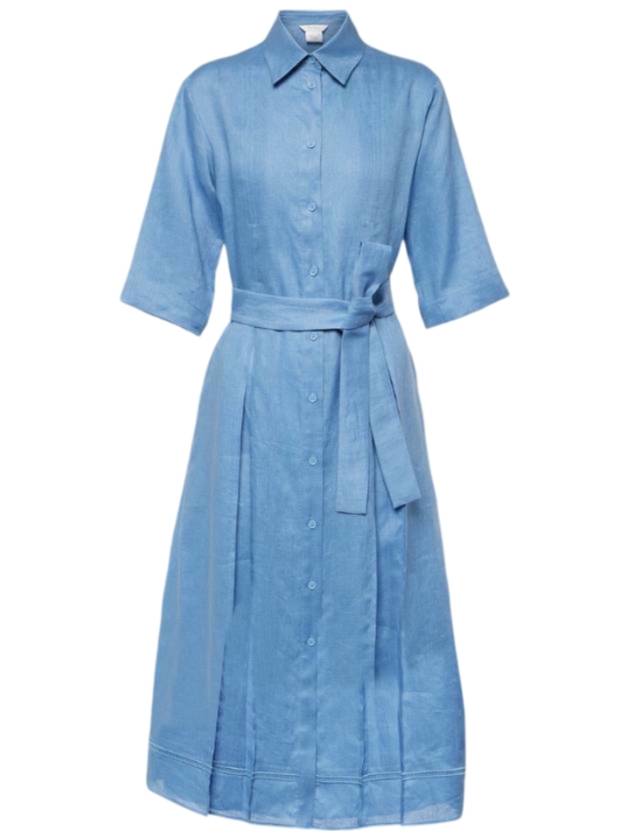 Nocino Belt Short Sleeve Long Dress Blue - MAX MARA - BALAAN 1