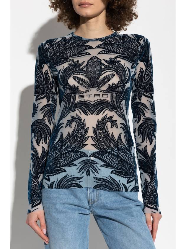 Etro Top With Velvet Finish, Women's, Navy Blue - ETRO - BALAAN 3