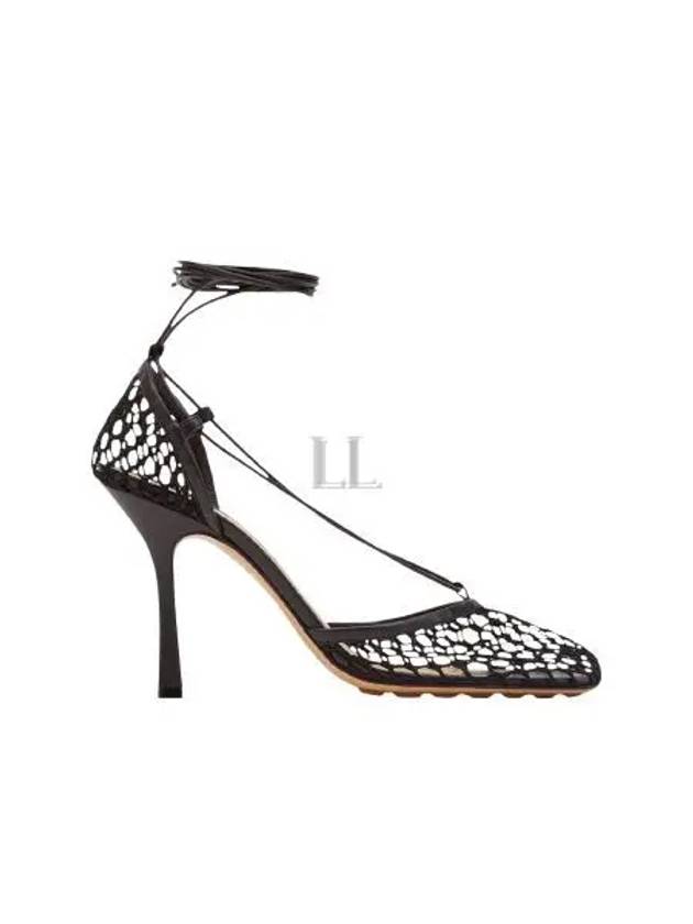 Open Mesh Stretch Sandal Heels Black - BOTTEGA VENETA - BALAAN 2