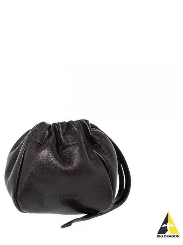 Ripple Drawstring Leather Pouch Bag Black - JIL SANDER - BALAAN 2