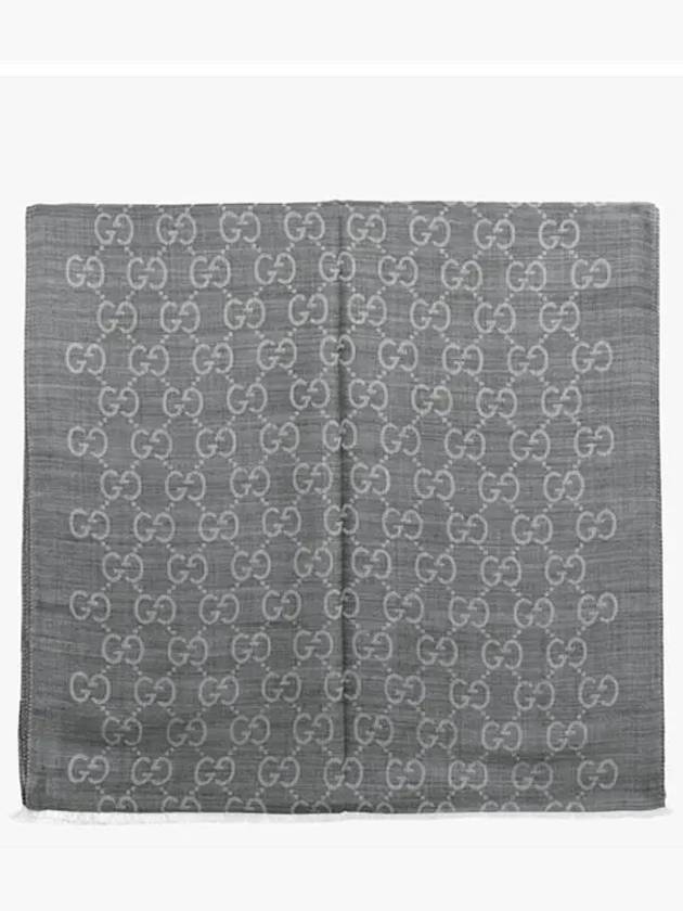 GG Jacquard Pattern Two-Tone Wool Silk Muffle Grey - GUCCI - BALAAN 3