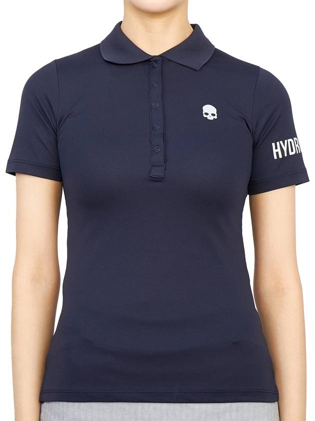 Women's Golf Picket Logo Short Sleeve PK Shirt Navy - HYDROGEN - BALAAN 1