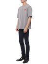 Heart Logo Cotton Jersey Short Sleeve T-Shirt Grey - AMI - BALAAN 5