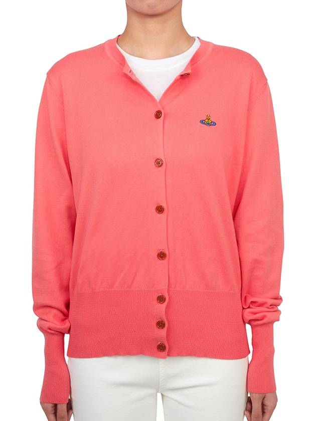 Bea Embroid Logo Cotton Cardigan Coral - VIVIENNE WESTWOOD - BALAAN 5