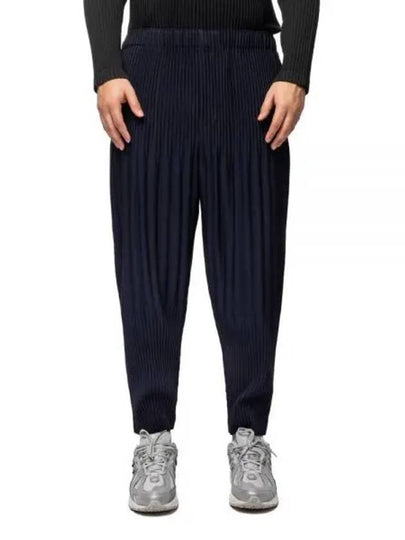 Basics Cropped Partial Pleated Track Pants Navy - ISSEY MIYAKE - BALAAN 2