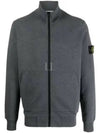 Garment Dyed Cotton Fleece Zip Up Jacket Dark Grey - STONE ISLAND - BALAAN 2