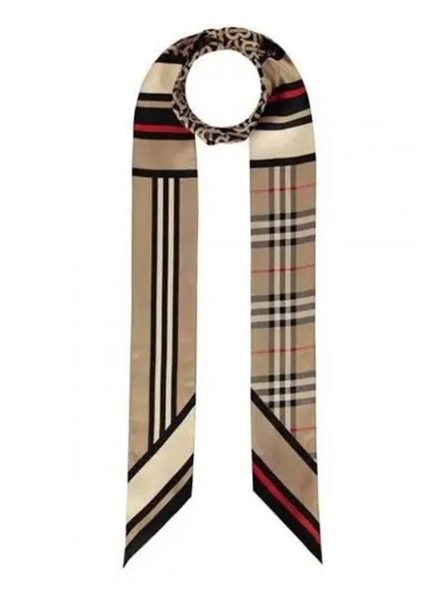 Montage Print Silk Skinny Scarf Archive Beige - BURBERRY - BALAAN 2