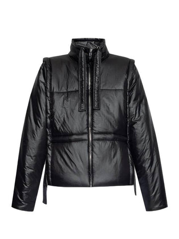 Shiny Quilted Vest Zip-Up Jacket Black - GANNI - BALAAN 1