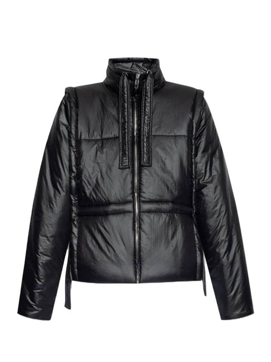 Shiny Quilted Vest Zip-Up Jacket Black - GANNI - BALAAN 1