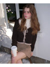 Tulip Line Eyelet Wool Cardigan Brown - LETTER FROM MOON - BALAAN 3