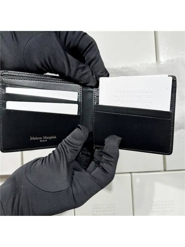 Stitched Bifold Leather Half Wallet Black - MAISON MARGIELA - BALAAN 7