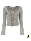 Sparkle Rib Tie Band Lurex Polyester Blouse Grey - GANNI - BALAAN 2