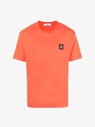 Mini Logo Patch Short Sleeve T-Shirt Orange - STONE ISLAND - BALAAN 2