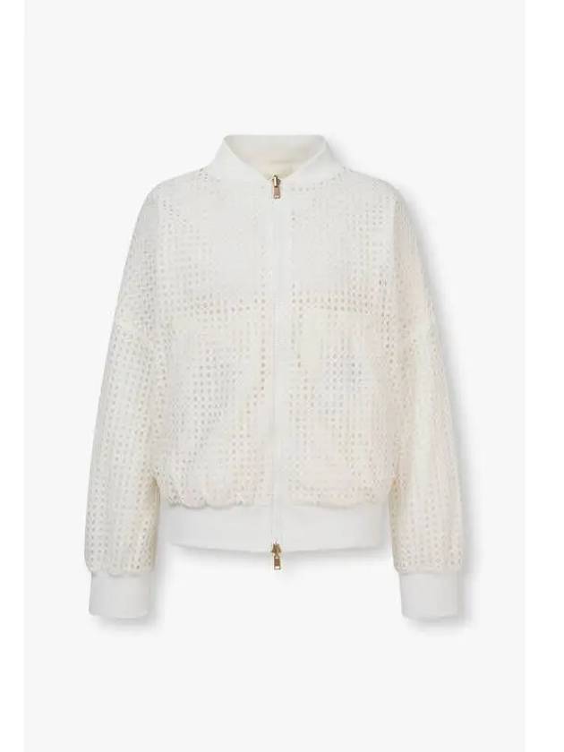 Women s Reversible Lace Bomber Jacket White - HERNO - BALAAN 1