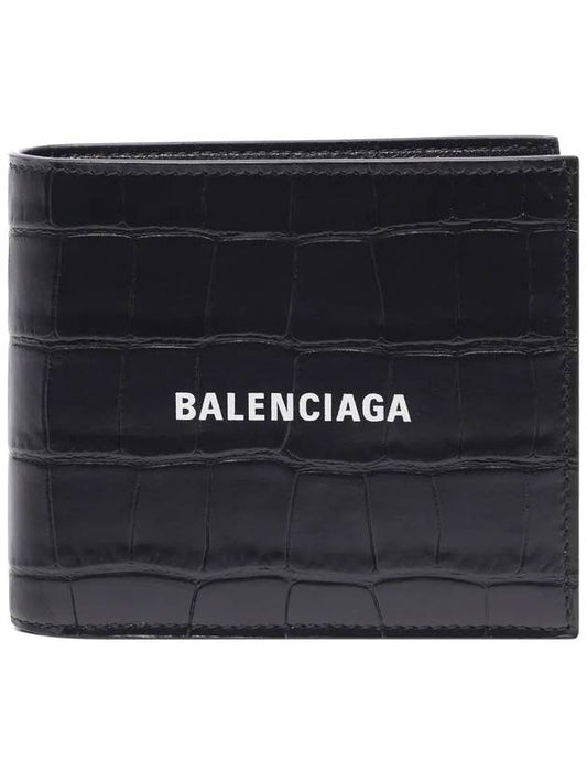 Logo Crocodile Effect Half Wallet Black - BALENCIAGA - BALAAN 2