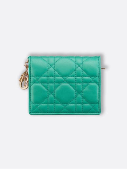 Lady Cannage Small Lambskin Half Wallet Aquamarina - DIOR - BALAAN 2