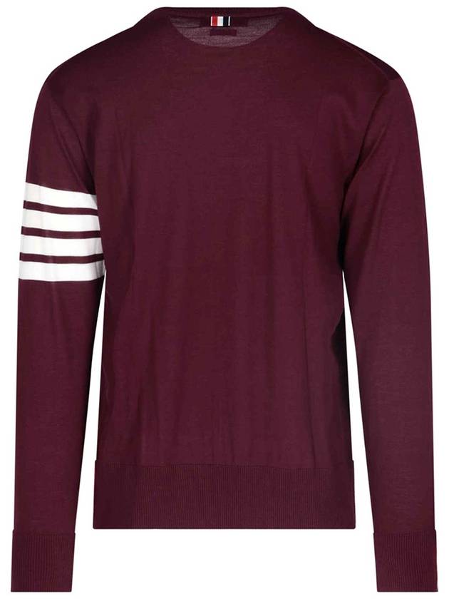 4 Bar Armband Classic Merino Wool Knit Top Burgundy - THOM BROWNE - BALAAN 4